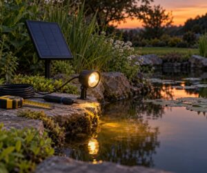 how to light a garden pond safely