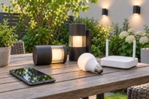 how to control outdoor lights with a phone