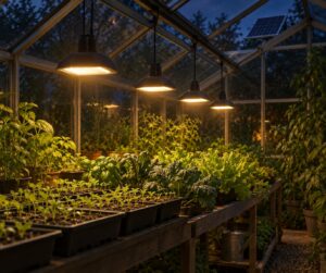 how to light a greenhouse at night