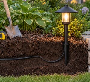 how deep to install landscape light stakes