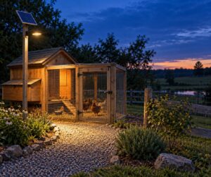 how to light a chicken coop with solar