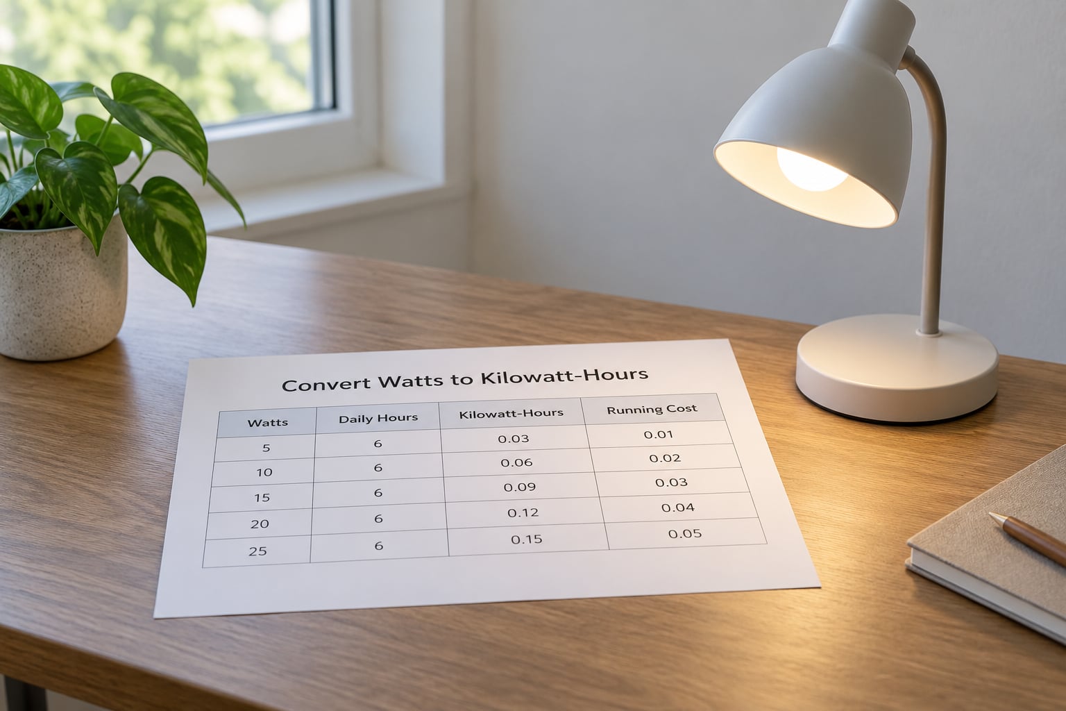 Convert Watts to Kilowatt-Hours