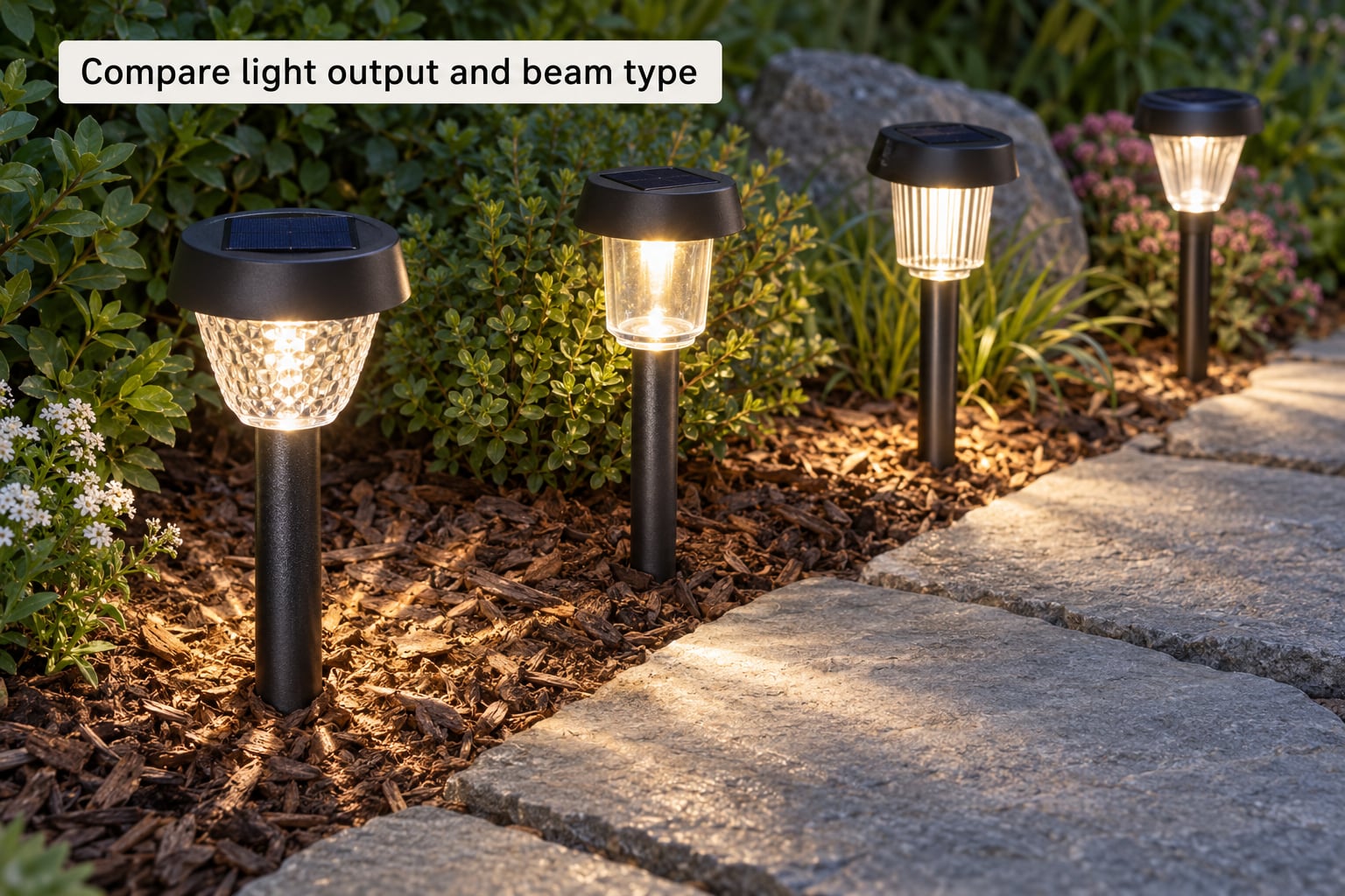 Compare light output and beam type