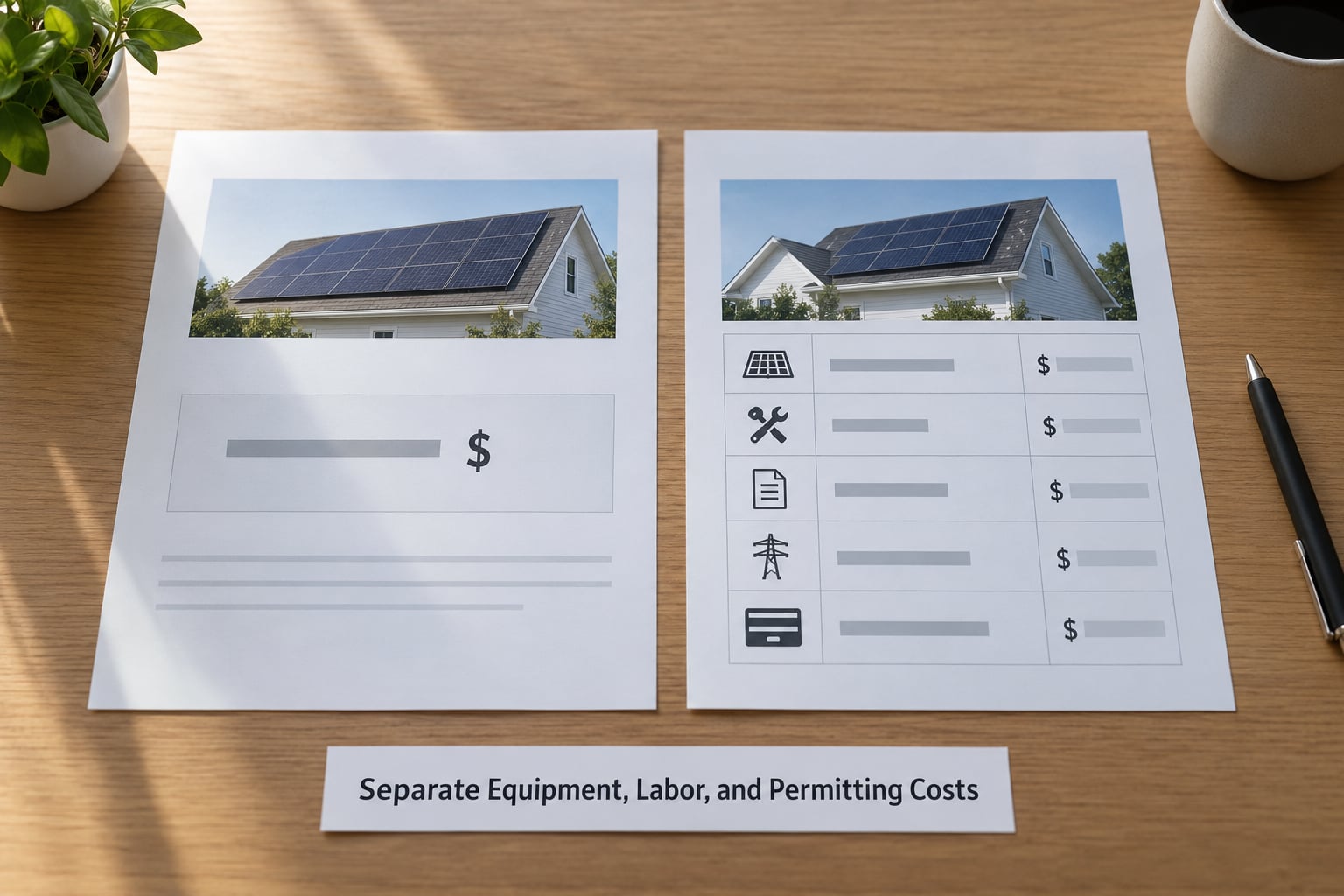 Separate Equipment, Labor, and Permitting Costs