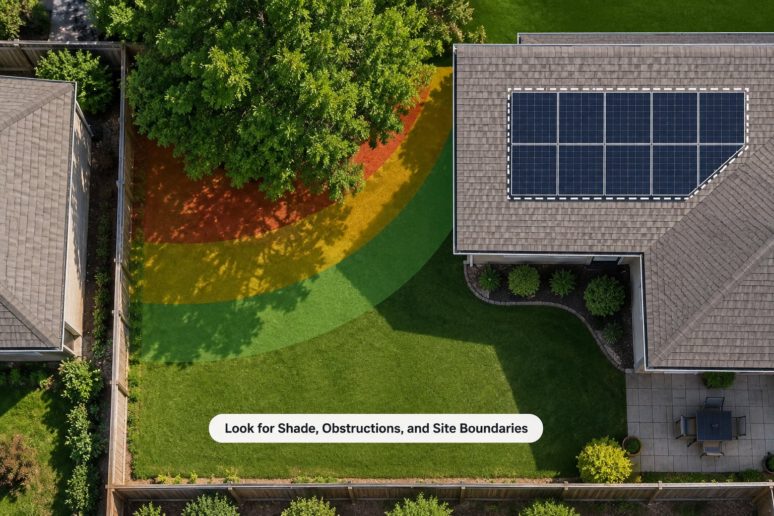 Look for Shade, Obstructions, and Site Boundaries