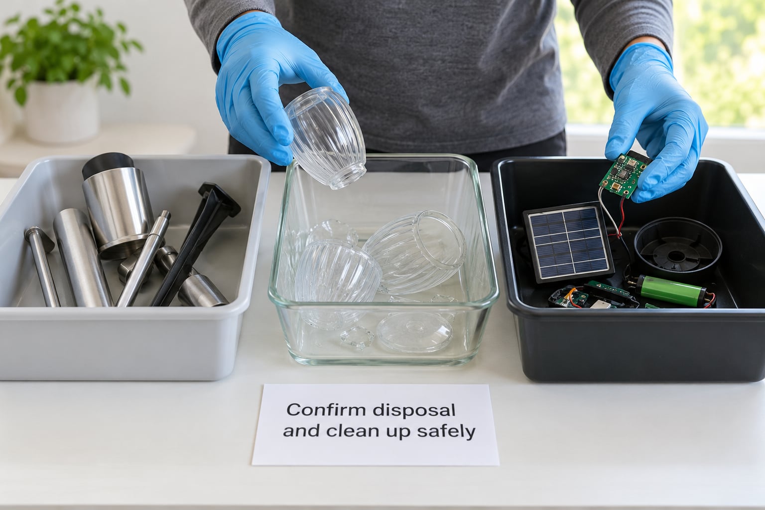 Confirm disposal and clean up safely