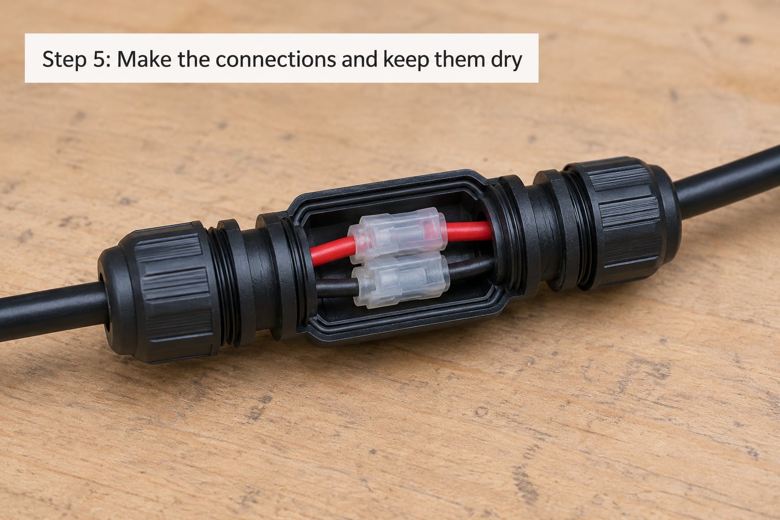 Step 5: Make the connections and keep them dry
