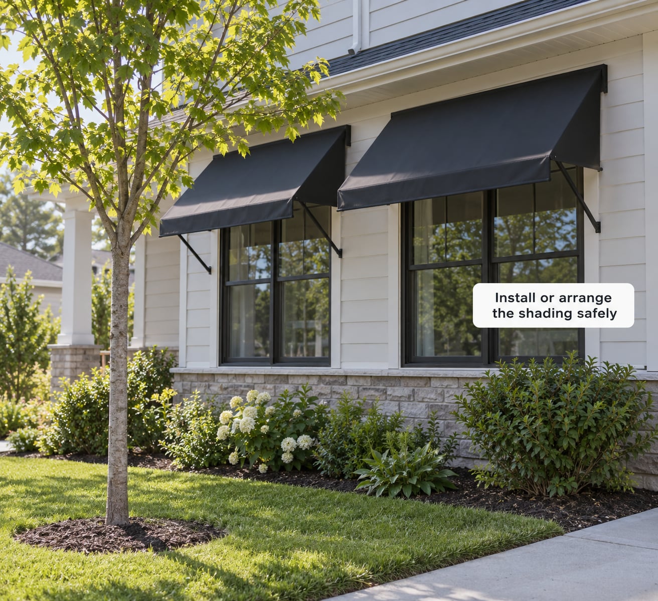 Install or arrange the shading safely