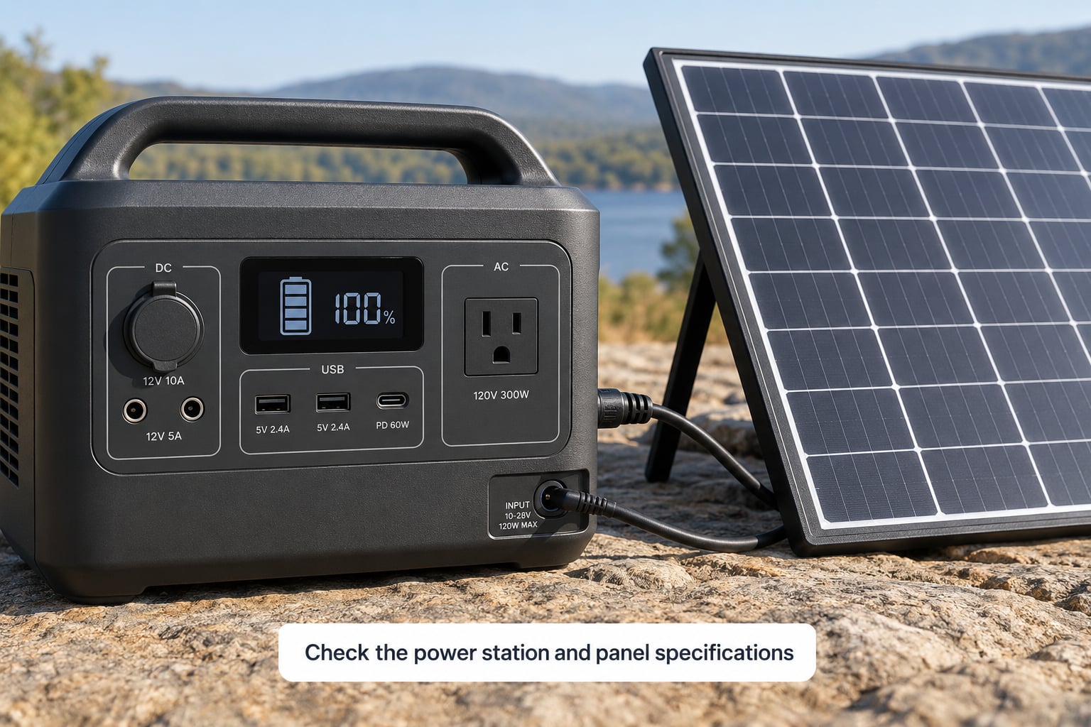 Check the power station and panel specifications