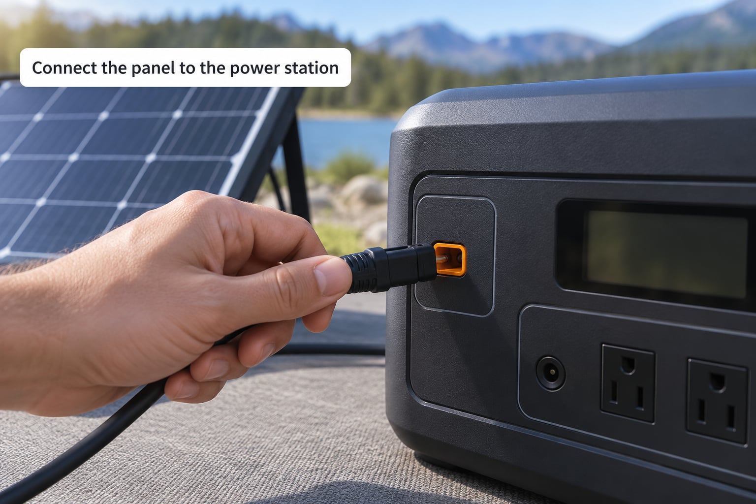 Connect the panel to the power station