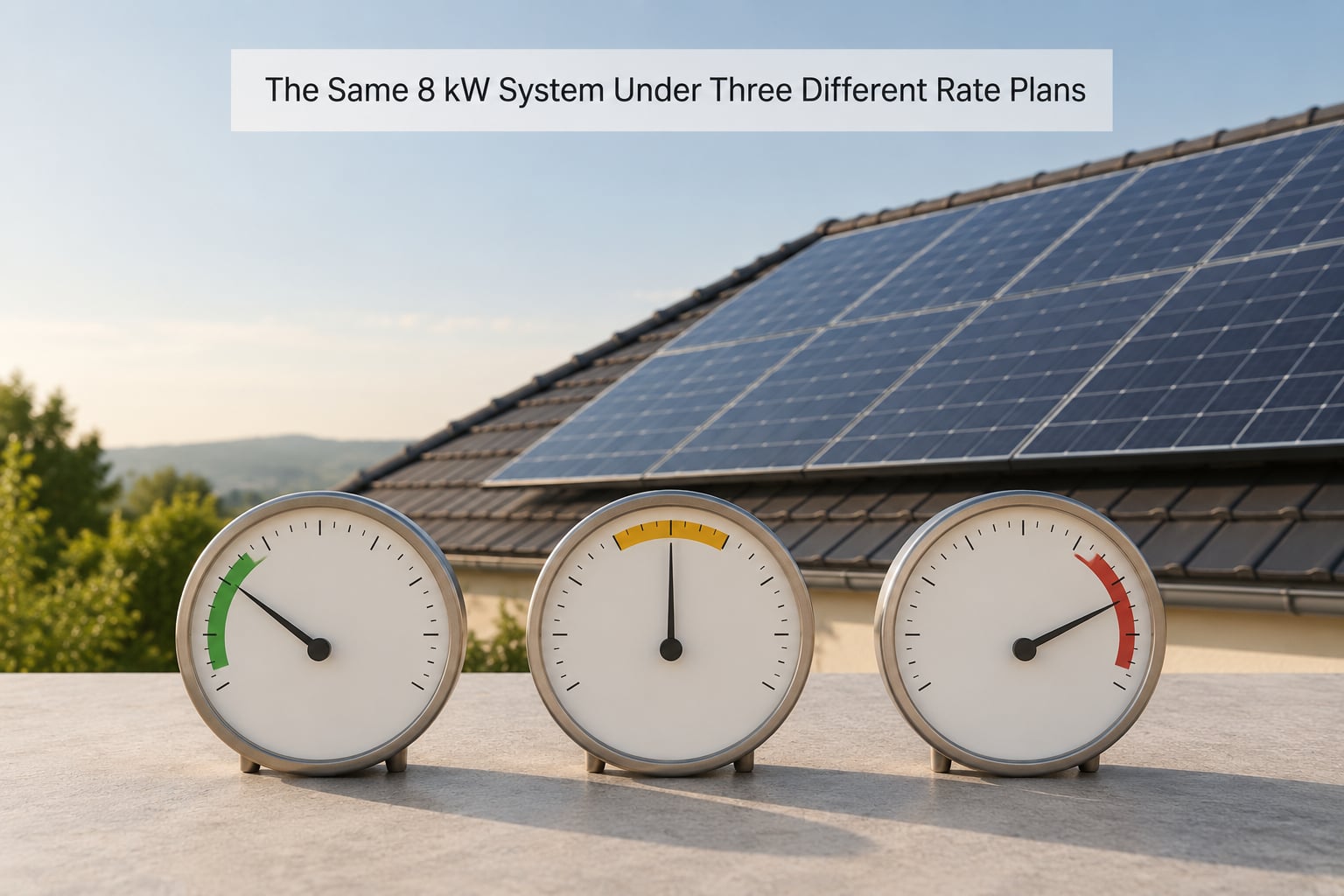 The Same 8 kW System Under Three Different Rate Plans